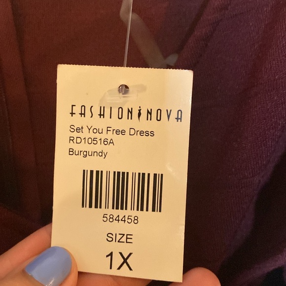 FASHION NOVA Set You Free Dress Color Burgundy - Picture 8 of 9